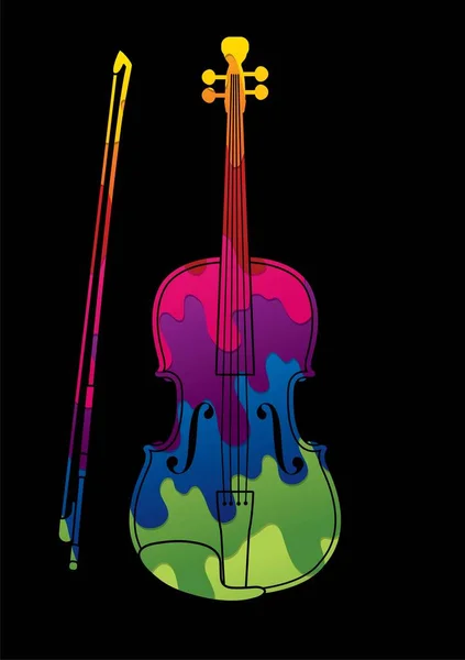 Violino Instrumento Cartoon Música Gráfico Vetor — Vetor de Stock