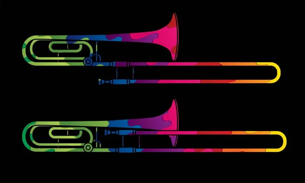 Trombone Instrument Cartoon Muziek Grafische Vector — Stockvector