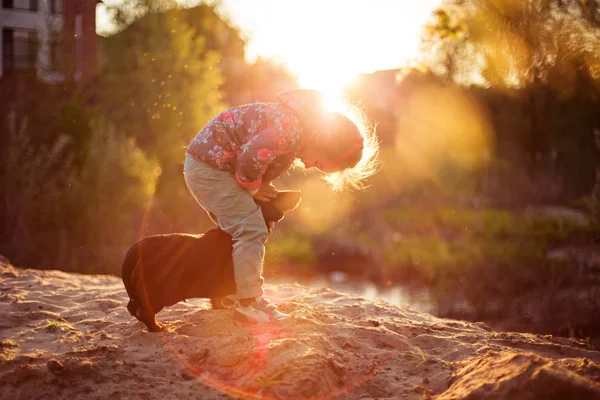 Menina com cão — Fotografia de Stock