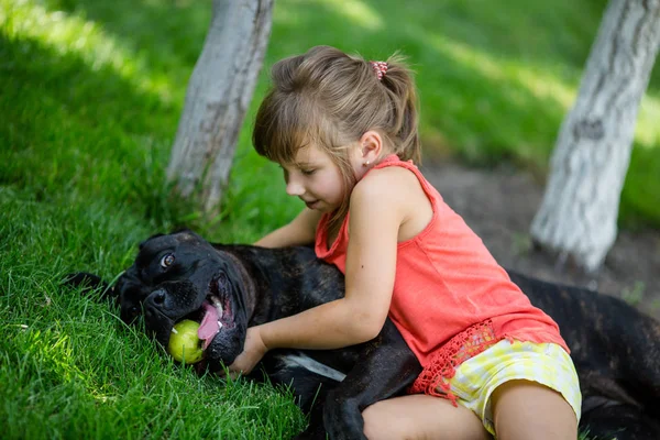  Kız köpekle oynuyor.