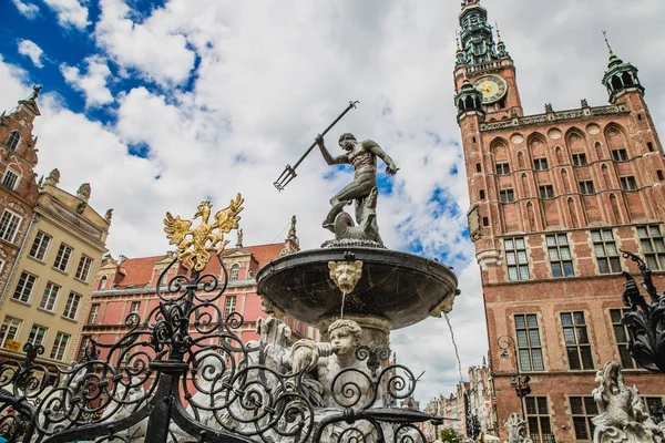 Fuente neptune en gdansk — Foto de Stock