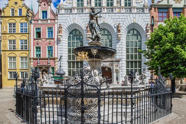 Neptune fonte em gdansk — Fotografia de Stock