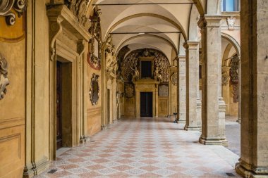  Bologna Archiginnasio Binası, eski bina Üniversitesi Bologna, İtalya