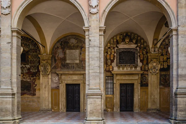 Edificio Archiginnasio Bolonia Antiguo Edificio Universidad Bolonia Italia — Foto de Stock