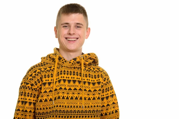 Boldog kaukázusi fiatalember mosolygott — Stock Fotó