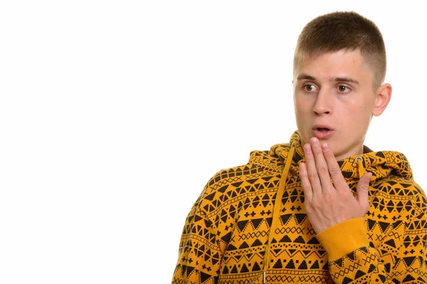 Young Caucasian man looking shocked — Stock Photo, Image