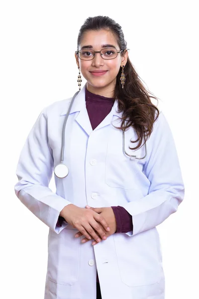 Estúdio Tiro Jovem Bela Mulher Indiana Médico — Fotografia de Stock