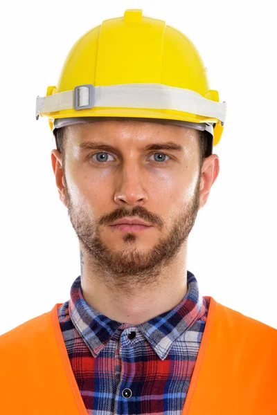 Rosto Jovem Trabalhador Construção — Fotografia de Stock