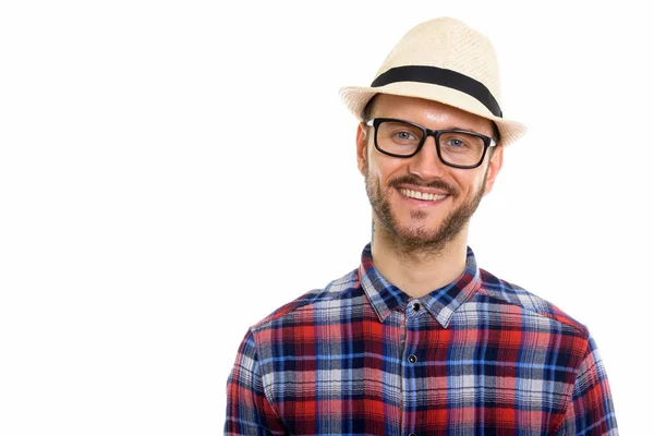 Estudio Tiro Joven Feliz Sonriendo —  Fotos de Stock