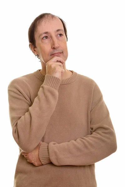 Studio Shot Mature Man Thinking — Stock Photo, Image