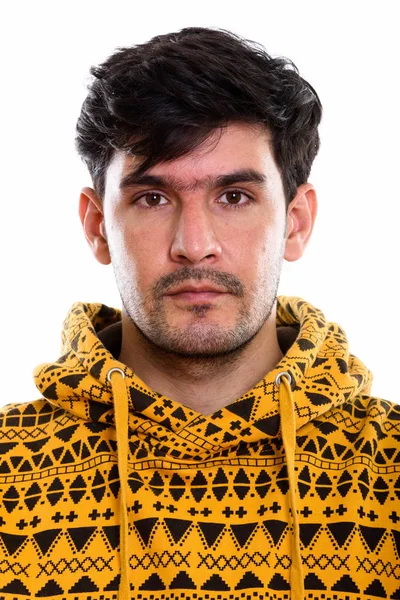 Face Young Persian Man Wearing Hoodie — Stock Photo, Image