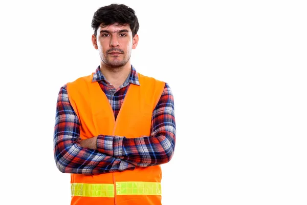 Estudio Joven Trabajador Construcción Persa Con Los Brazos Cruzados —  Fotos de Stock