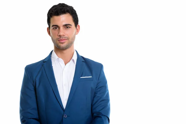 Studio Shot Young Handsome Hispanic Businessman — Stock Photo, Image