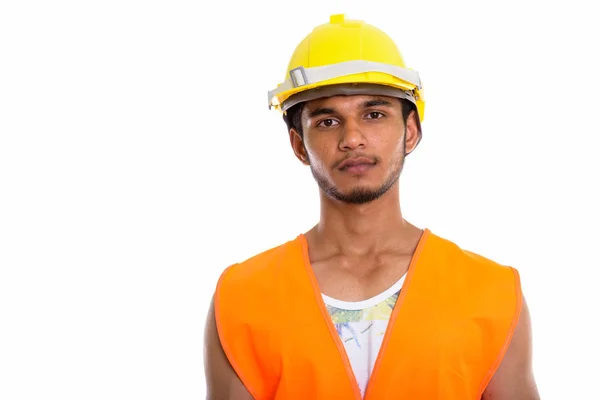 Estudio Disparo Joven Guapo Indio Trabajador Construcción Hombre —  Fotos de Stock