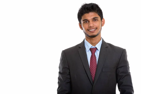 Постріл Молодого Щасливого Індійського Бізнесмена Посміхається — стокове фото
