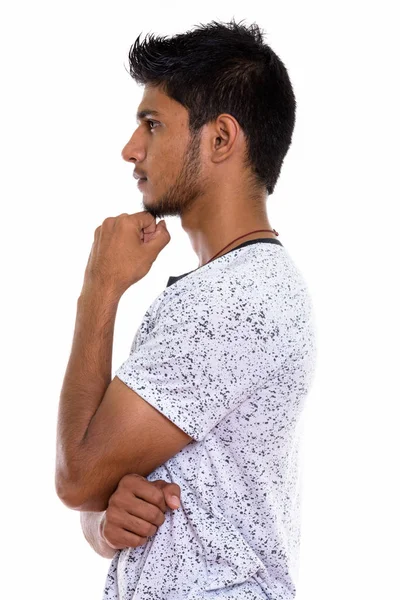 Profile View Young Handsome Indian Man Thinking — Stock Photo, Image