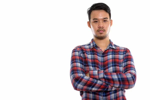 Estudio Disparo Joven Asiático Hombre Con Los Brazos Cruzados — Foto de Stock