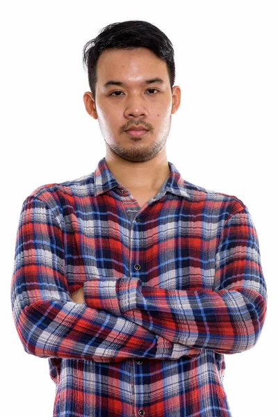 Studio Shot Young Asian Man Arms Crossed — Stock Photo, Image