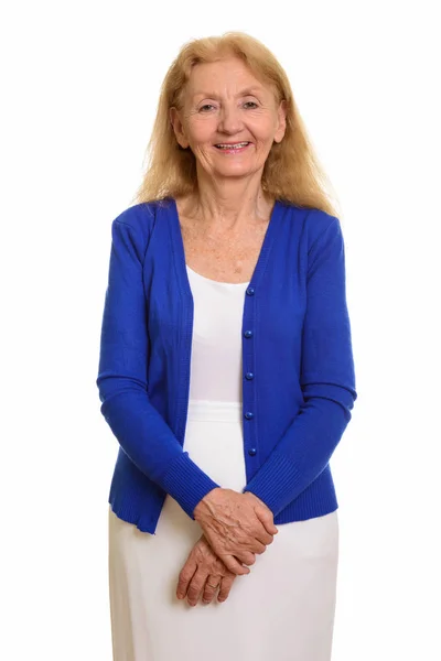 Studio Shot Happy Senior Woman Smiling — Stock Photo, Image