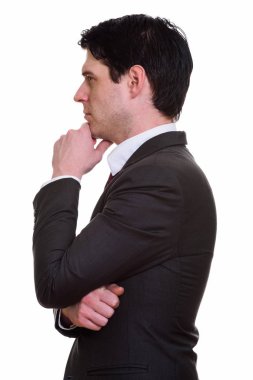 Yakışıklı işadamı düşünme profili görünümü