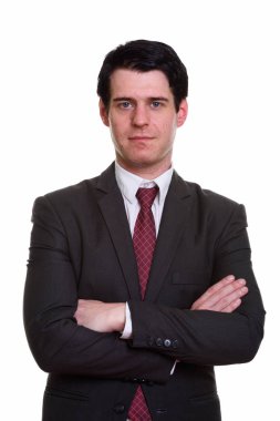 Stüdyo atış geçti kollu yakışıklı işadamı