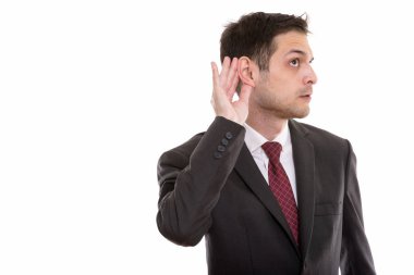 Genç işadamı dinleme profil görünümü