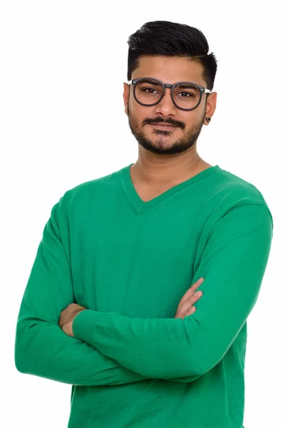 Young handsome Indian man with arms crossed — Stock Photo, Image