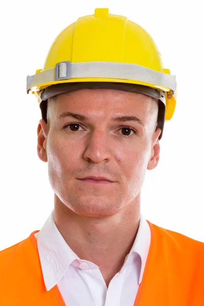 Cara de joven hombre guapo trabajador de la construcción — Foto de Stock