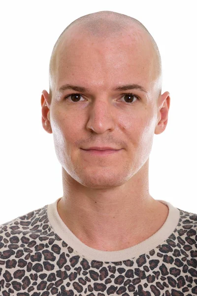 Studio skott av ansiktet av unga stiliga skallig man — Stockfoto