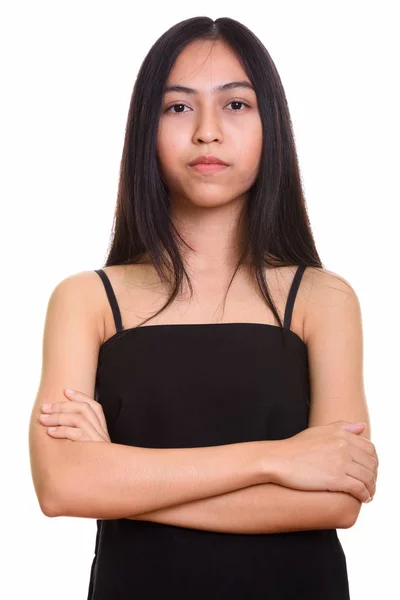 Close up di giovane asiatica adolescente con le braccia incrociate — Foto Stock