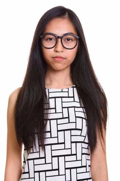 Close up di giovane asiatico adolescente nerd ragazza — Foto Stock