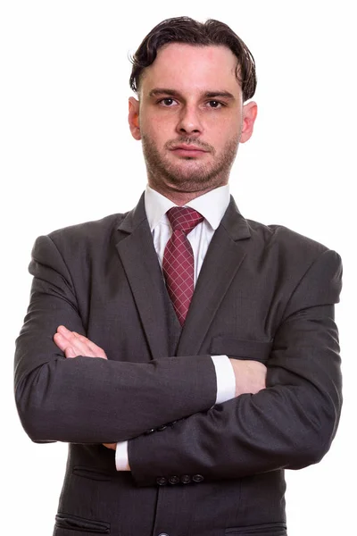 Close up of young businessman with arms crossed — Stock Photo, Image