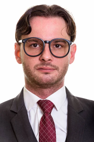 Gesicht des jungen Geschäftsmannes mit Brille — Stockfoto