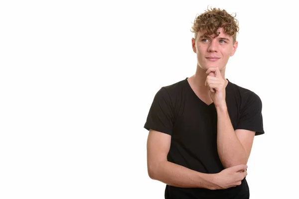 Jovem bonito caucasiano homem pensando — Fotografia de Stock