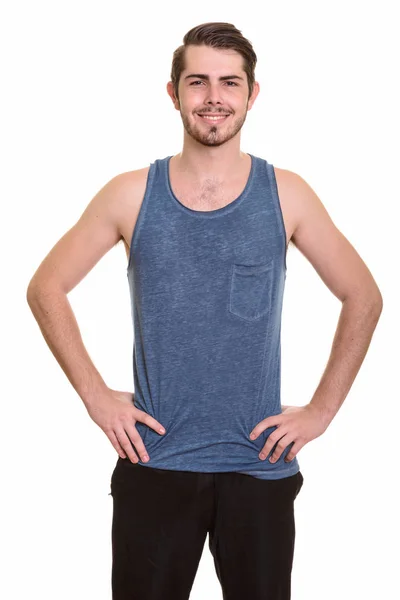 Young happy Caucasian man ready for gym — Stock Photo, Image