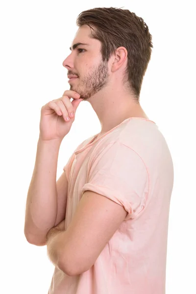 Profil görünümü yakışıklı beyaz gencin düşünme — Stok fotoğraf