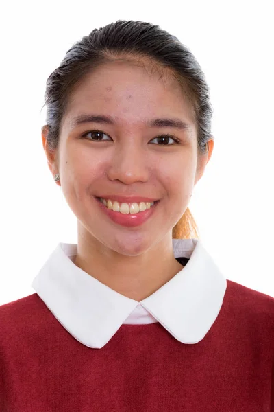 A boldog fiatal ázsiai nő mosolygó arc — Stock Fotó