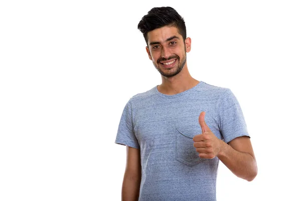 Студія постріл щасливі Перська юнак посміхаючись даючи thum — стокове фото