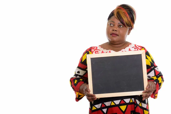 Студія постріл жиру чорні африканські жінки, думаючи, утримуючи bl — стокове фото