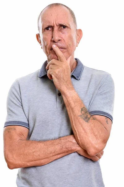 Studioaufnahme eines denkenden Seniors — Stockfoto