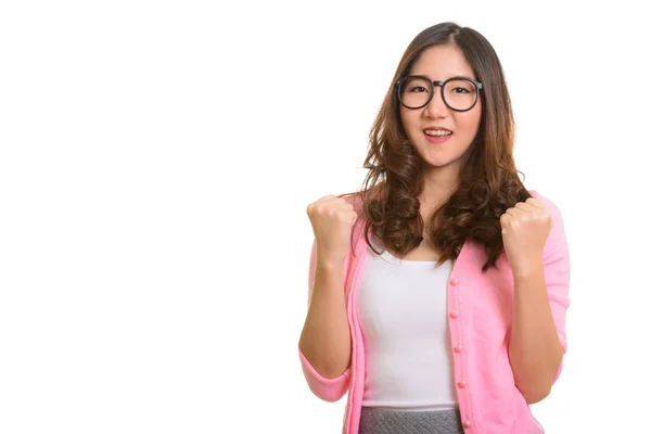 Giovane felice donna asiatica sentirsi motivati — Foto Stock