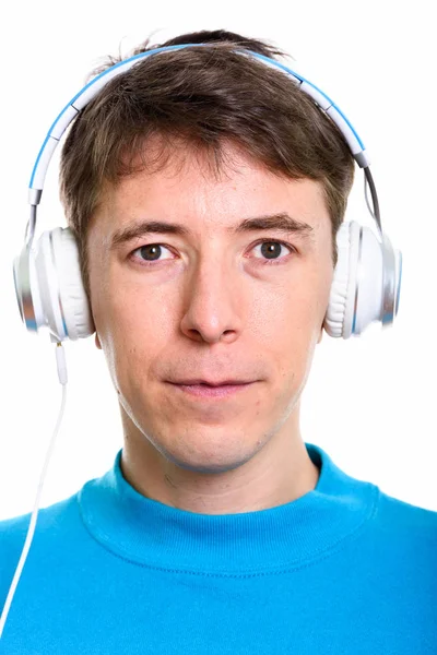 Gesicht des Menschen, der Musik hört — Stockfoto