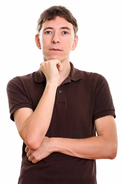 Studio shot of man thinking — Stock Photo, Image