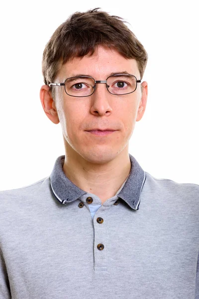 Studio záběr člověka nosit brýle — Stock fotografie