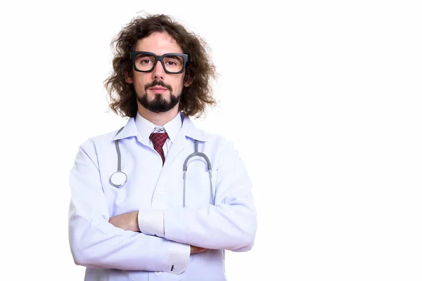 Студійний знімок красивого лікаря зі схрещеними руками — стокове фото