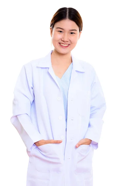Студія постріл молодий щасливі азіатські жінки доктора посміхаючись руками — стокове фото