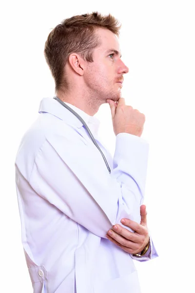 생각 하는 남자 의사의 프로필 보기 — 스톡 사진