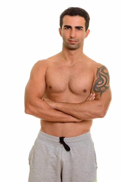 Young handsome Caucasian man shirtless — Stock Photo, Image