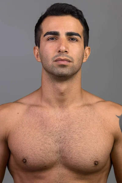 Face of young handsome Caucasian man shirtless — Stock Photo, Image