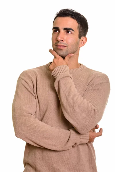 Jovem bonito caucasiano homem pensando — Fotografia de Stock